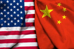 Bandeiras dos Estados Unidos e da China
