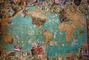 Mundo investimentos dinheiro mapa