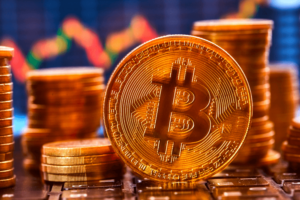 Ilustração de criptomoeda Bitcoin