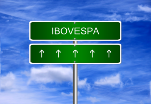 placa indicando alta do Ibovespa