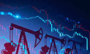 gráfico de ações com sombras de equipamentos de petróleo
