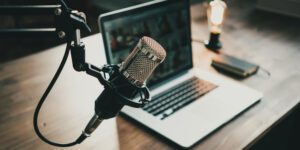 Estúdio de gravação de podcast