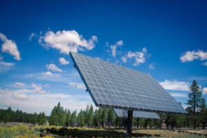 Foto de painel de geração de energia solar