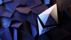 Símbolo da criptomoeda Ethereum em tom roxo
