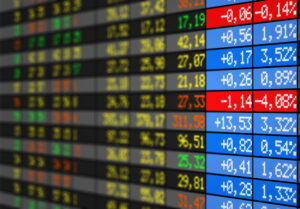 Tabela com ações na Bolsa