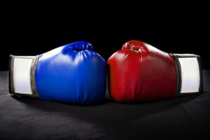 duelo luvas de boxe para representar batalha de fundos