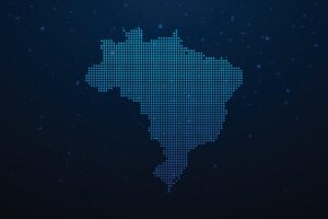 mapa do Brasil formado por pontos azuis