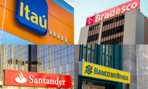 Montagem com imagens de bancos