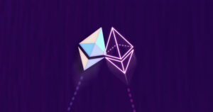 Dois símbolos de Ethereum se unindo