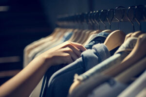 Pessoal pega roupa pendurada em cabide de lojas