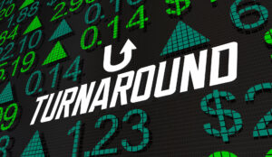 Escrita de turnaround com uma seta para cima
